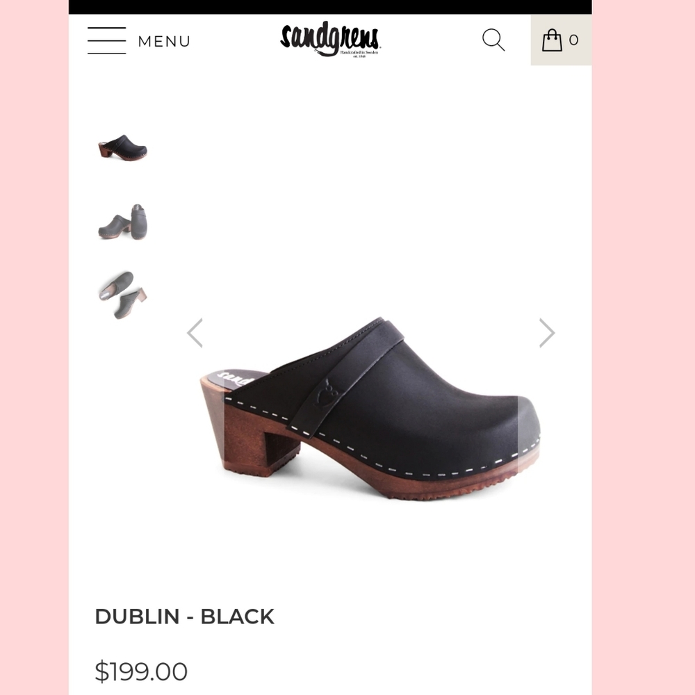 Sandgrens  Dublin Black Clogs  Size 8